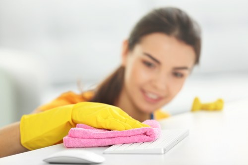 A clean commercial space maintained through regular cleaning