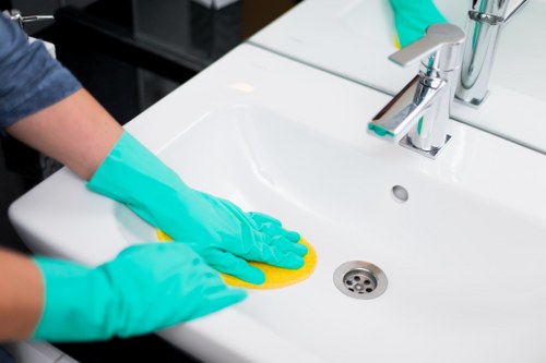 Professional cleaner handling a detailed move out cleaning task