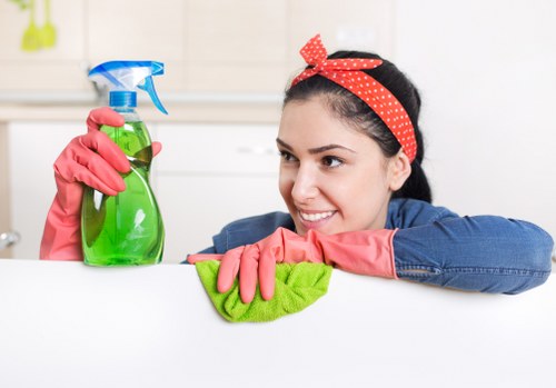 After builders cleaning in a modern apartment after renovation